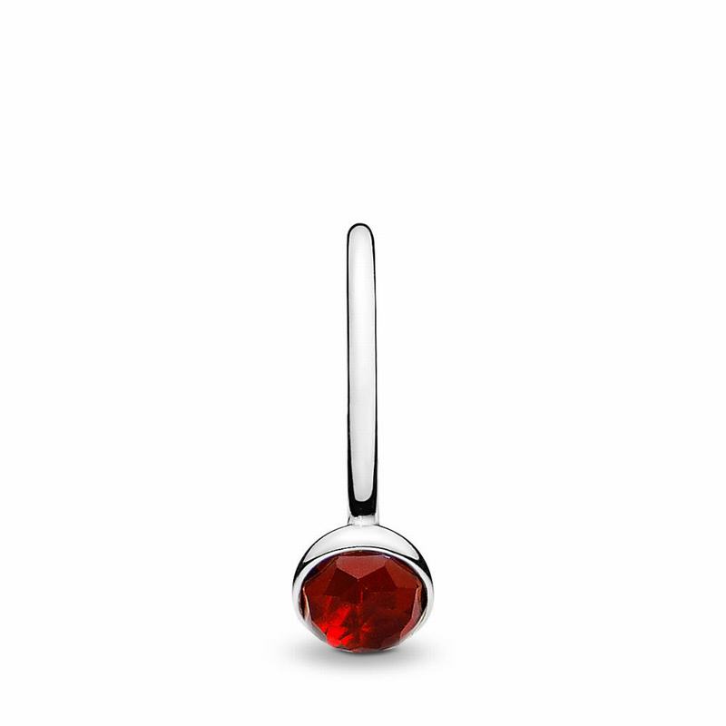 Pandora July Droplet Stackable Ring Europe - Sterling Silver/Red/Synthetic Ruby - 512064UOH